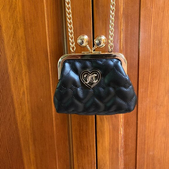 Juicy Couture Black Small Purse Swarovski Crystals Logo - Chain strap - NWT - Picture 1 of 10